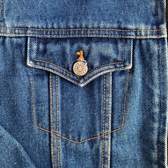 BILL BLASS | Vintage (80s) Jean Jacket w/ Zipper and Deep 3-button Cuffs | Sz M - Picture 5 of 10